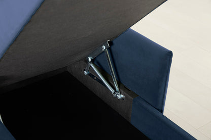 3-Seater Right Chaise Sofa Bed with Storage in blue velvet
