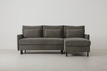 3-Seater Right Chaise Sofa Bed with Storage in grey chenille