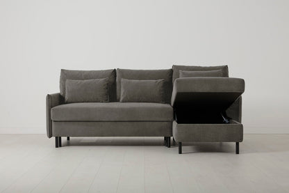 3-Seater Right Chaise Sofa Bed with Storage in grey chenille