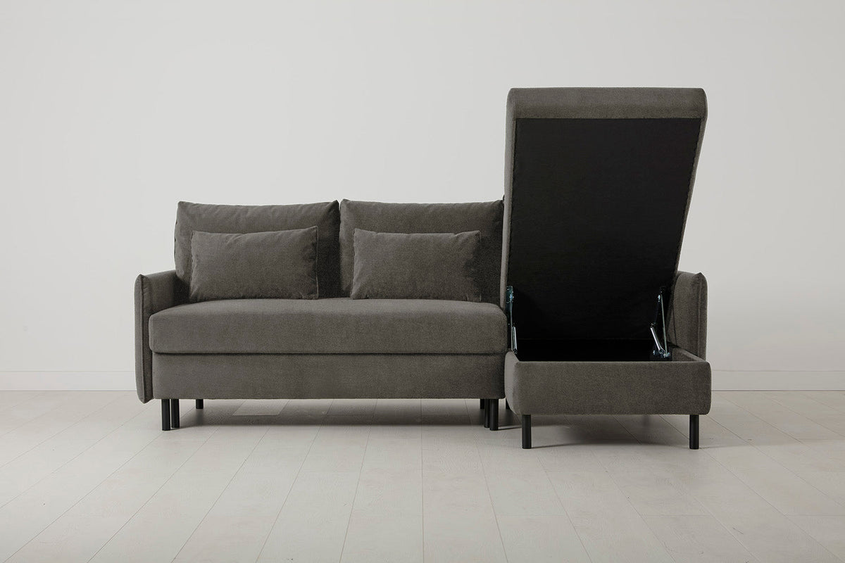 Model 12 Sofa Bed with Storage 3 Seater Right Chaise, Mink