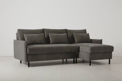 3-Seater Right Chaise Sofa Bed with Storage in grey chenille