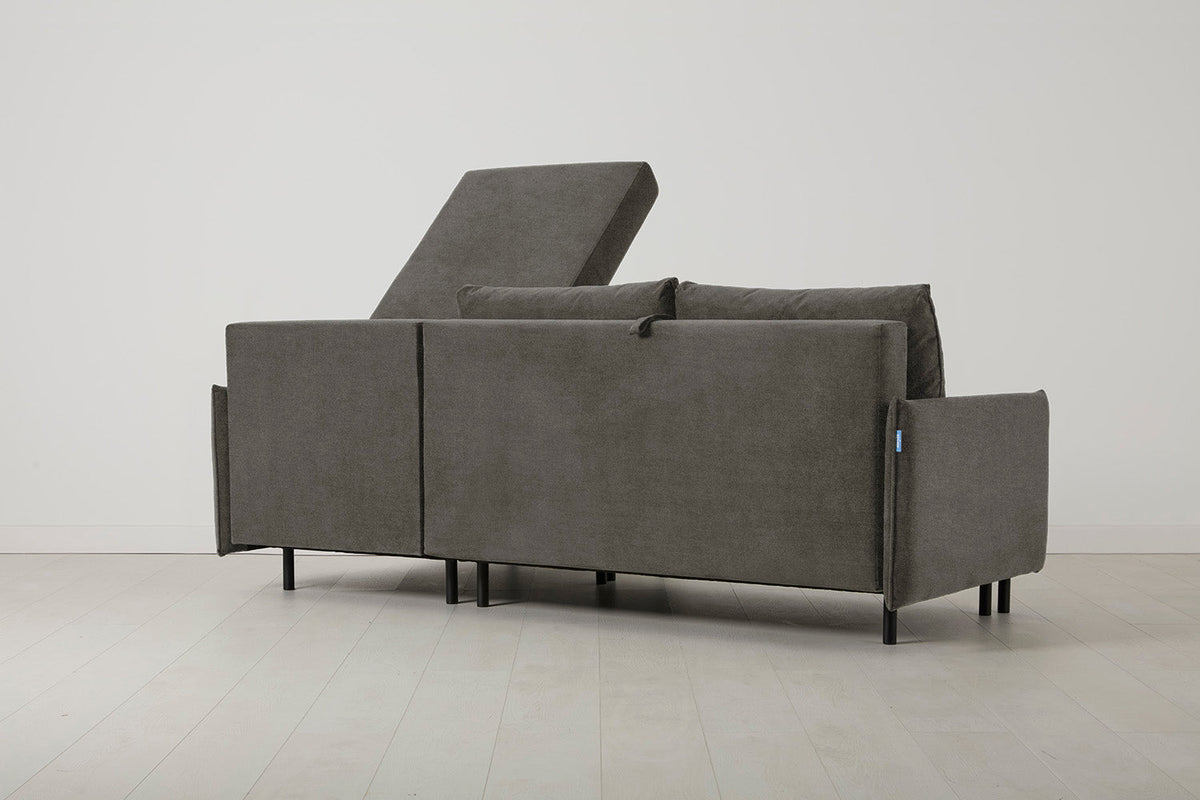 3-Seater Right Chaise Sofa Bed with Storage in grey chenille