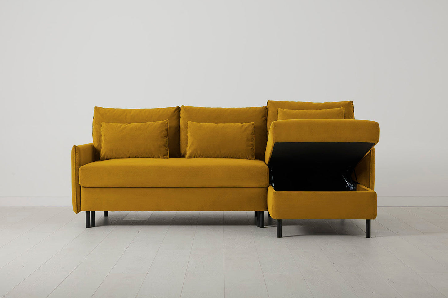 Model 12 Sofa Bed with Storage 3 Seater Right Chaise, Mustard