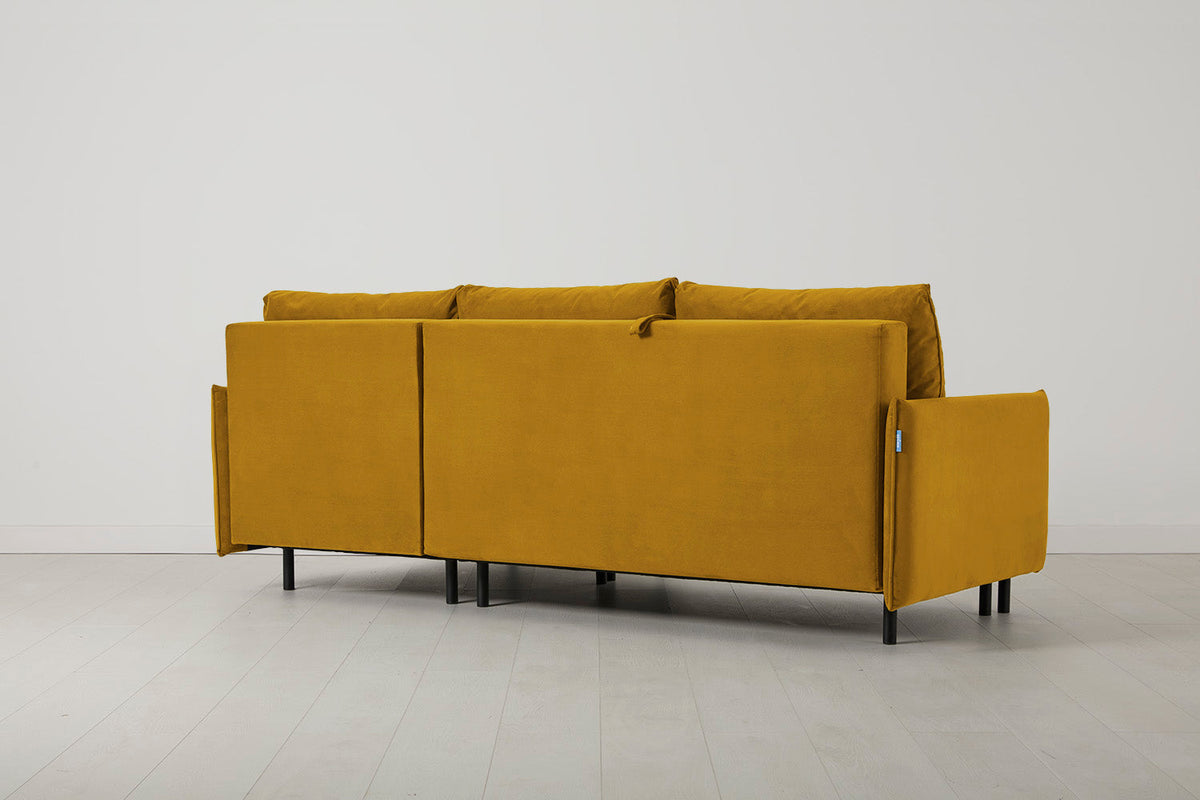 Model 12 Sofa Bed with Storage 3 Seater Right Chaise, Mustard