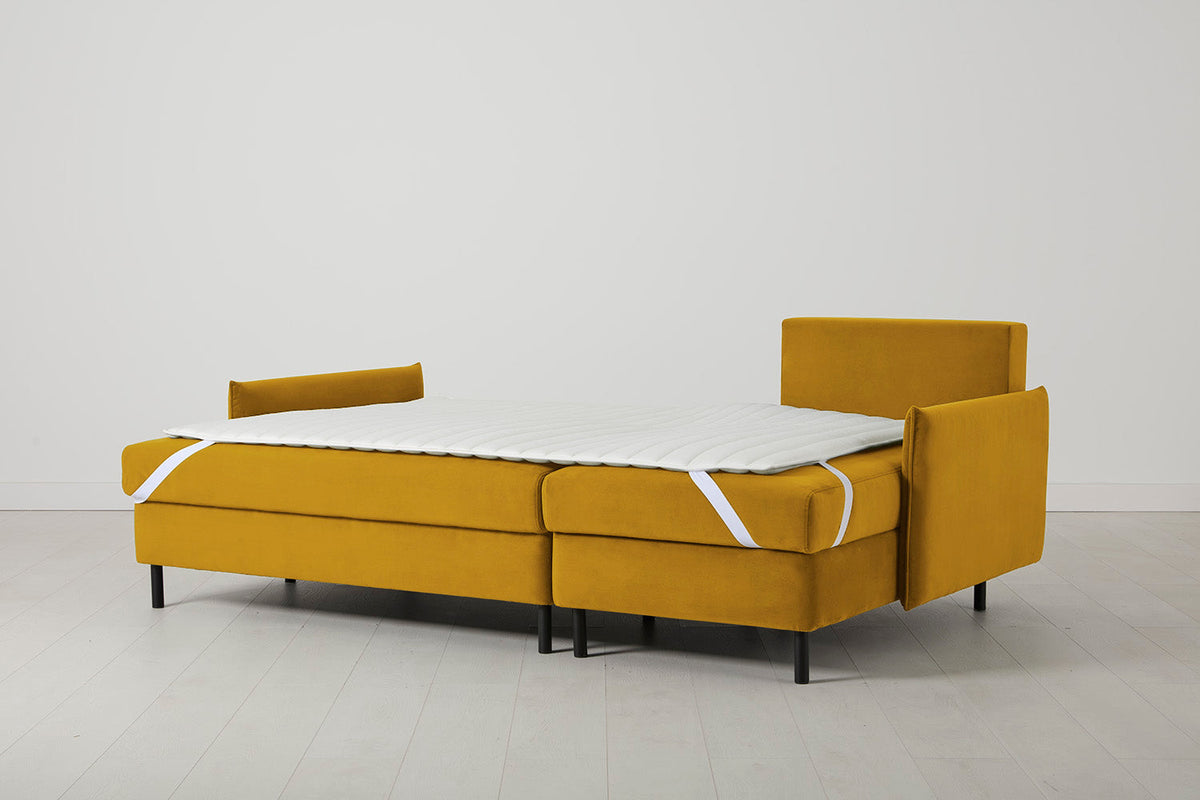 Model 12 Sofa Bed with Storage 3 Seater Right Chaise, Mustard