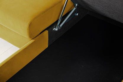 Model 12 Sofa Bed with Storage 3 Seater Right Chaise, Mustard