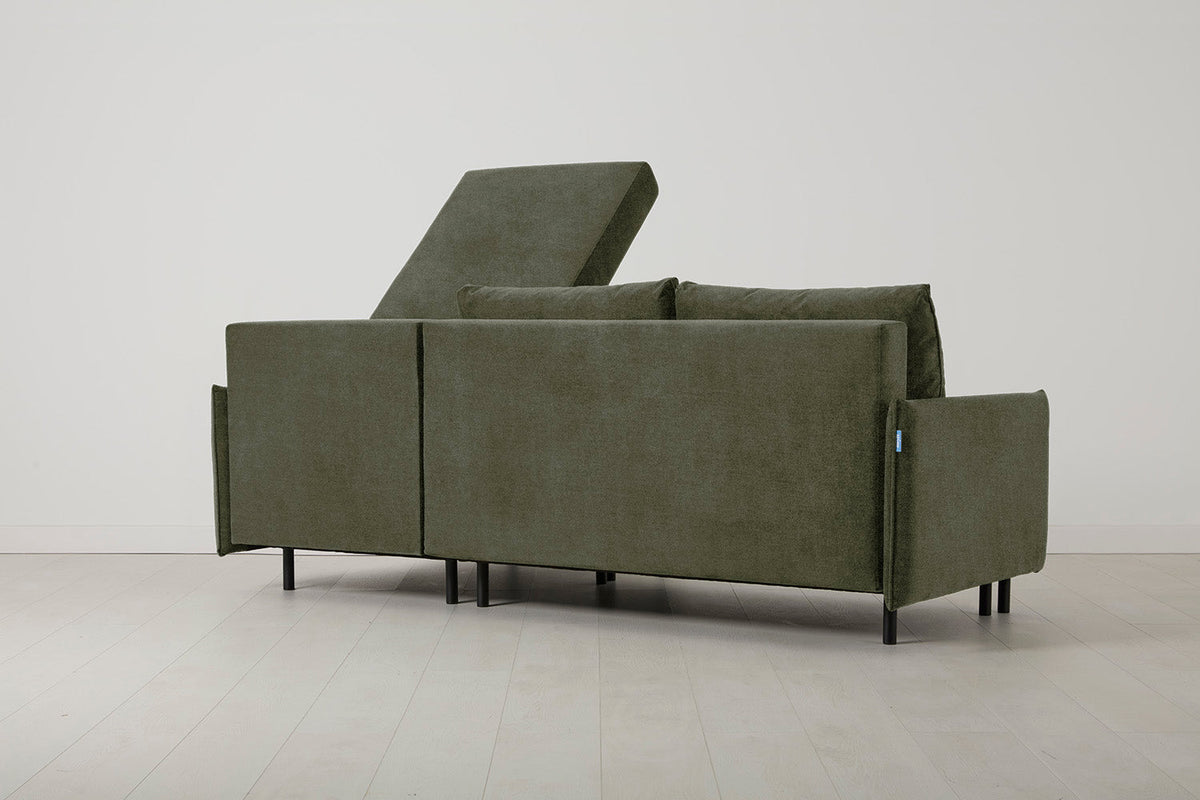 Model 12 Sofa Bed with Storage 3 Seater Right Chaise, Pine