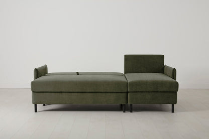 3-Seater Right Chaise Sofa Bed with Storage in green chenille