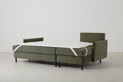 3-Seater Right Chaise Sofa Bed with Storage in green chenille
