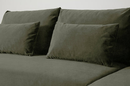 3-Seater Right Chaise Sofa Bed with Storage in green chenille