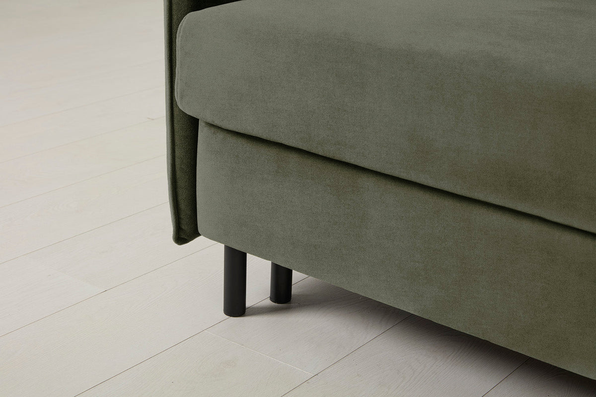 3-Seater Right Chaise Sofa Bed with Storage in green chenille