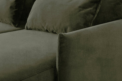 3-Seater Right Chaise Sofa Bed with Storage in green chenille