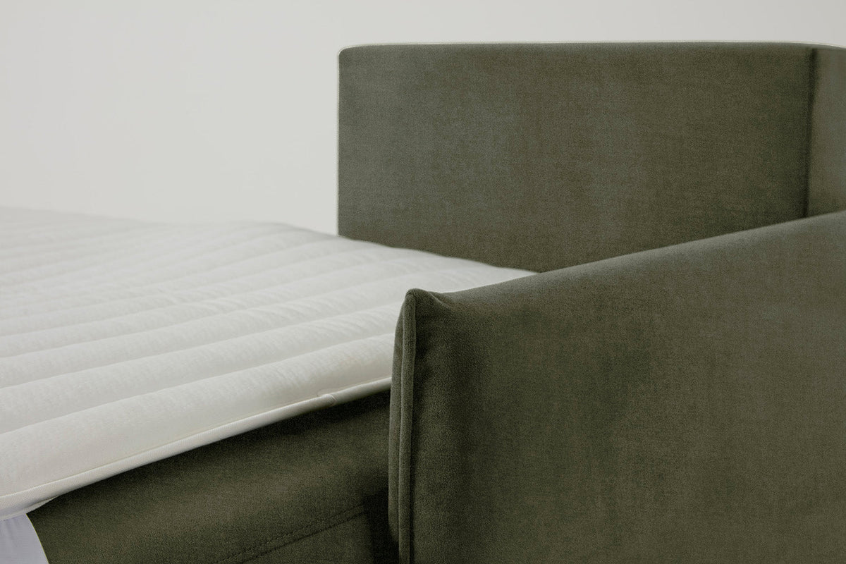 3-Seater Right Chaise Sofa Bed with Storage in green chenille
