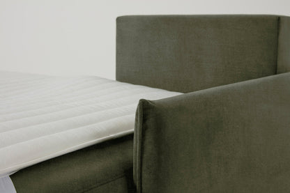 3-Seater Right Chaise Sofa Bed with Storage in green chenille