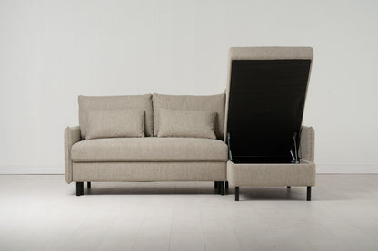 Model 12 Dreisitzer-Schlafsofa mit Chaiselongue rechts, Steingrau
