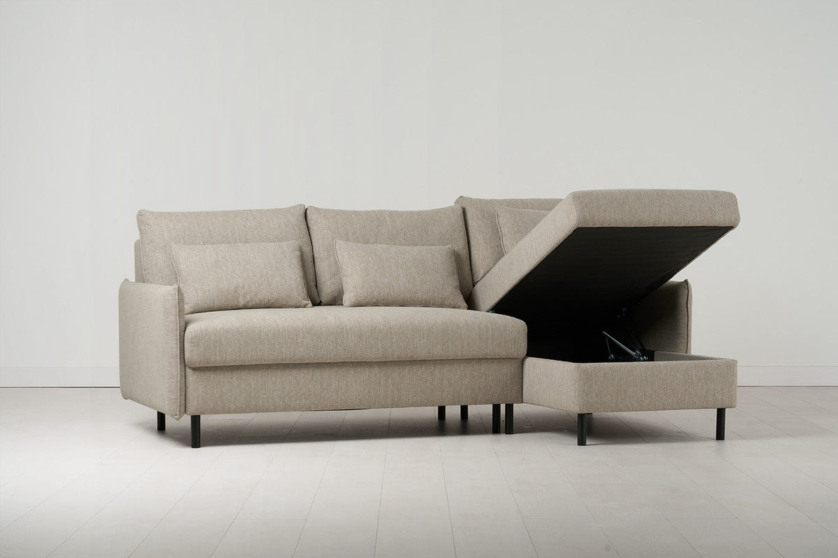 Dreisitzer-Schlafsofa Model 12 mit Chaiselongue rechts