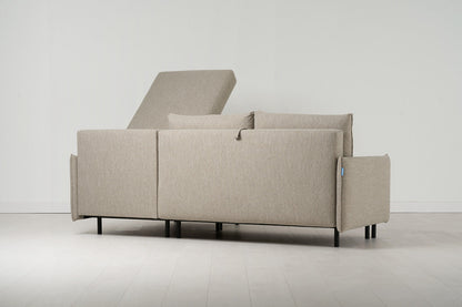 Model 12 Dreisitzer-Schlafsofa mit Chaiselongue rechts, Steingrau