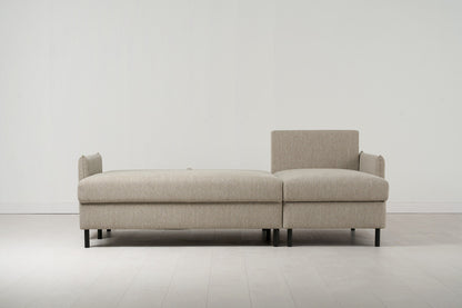 Model 12 Dreisitzer-Schlafsofa mit Chaiselongue rechts, Steingrau