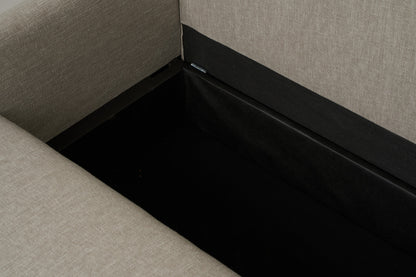 Model 12 Dreisitzer-Schlafsofa mit Chaiselongue rechts, Steingrau