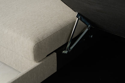 Model 12 Dreisitzer-Schlafsofa mit Chaiselongue rechts, Steingrau
