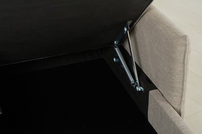 Model 12 Dreisitzer-Schlafsofa mit Chaiselongue rechts, Steingrau