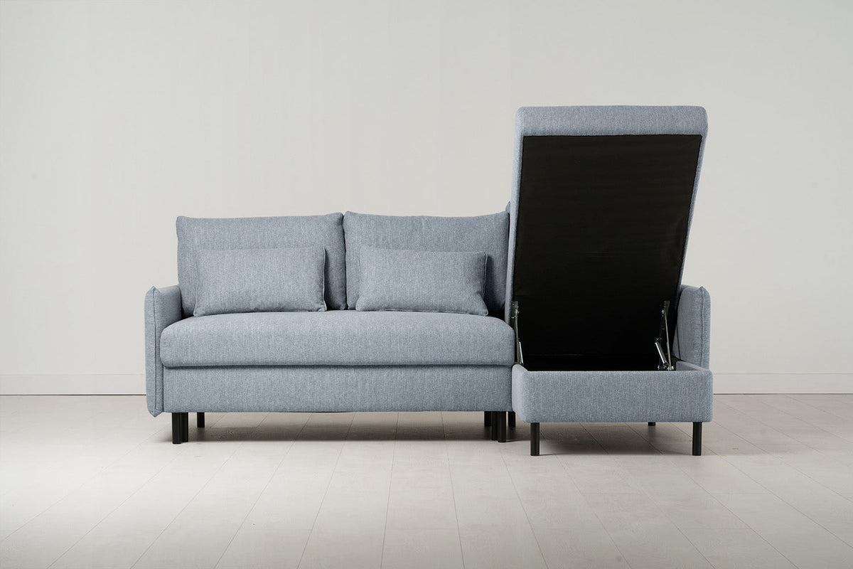 Dreisitzer-Schlafsofa Model 12 mit Chaiselongue rechts