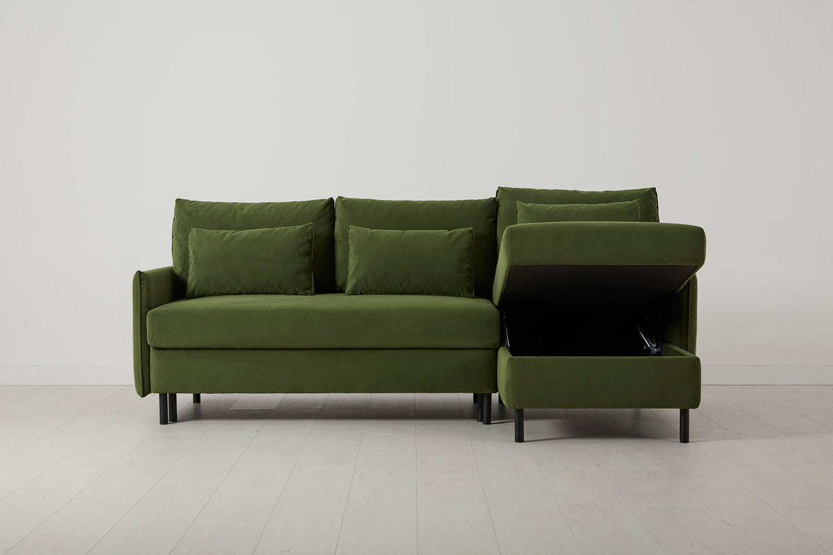 Model 12 Sofa Bed with Storage 3 Seater Right Chaise, Vine