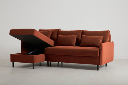 Model 12 Dreisitzer-Sofa mit Chaiselongue links, Ziegelrot