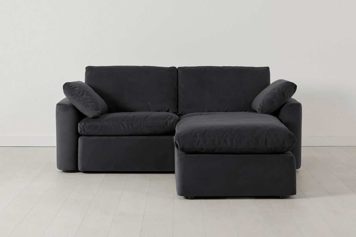 Ottoman in grey velvet