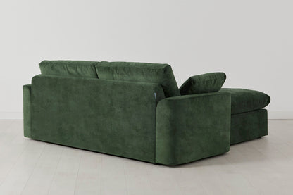 Model 13 Zweisitzer-Sofa mit Caiselongue rechts, Tannengrün
