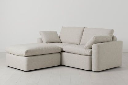 Model 13 Zweisitzer-Sofa mit Chaiselongue links, Helles Pergament