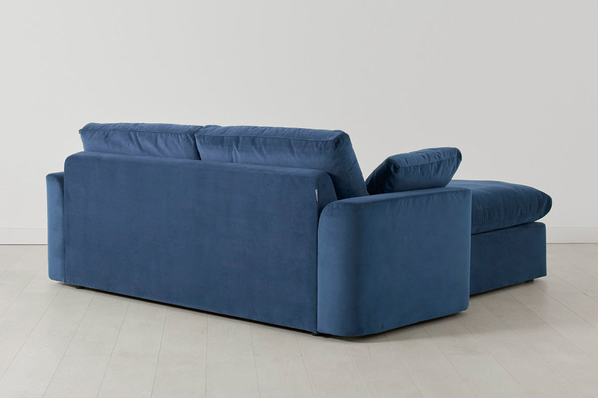 Model 13 Zweisitzer-Sofa mit Caiselongue rechts, Blaugrün
