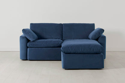Model 13 Zweisitzer-Sofa mit Caiselongue rechts, Blaugrün