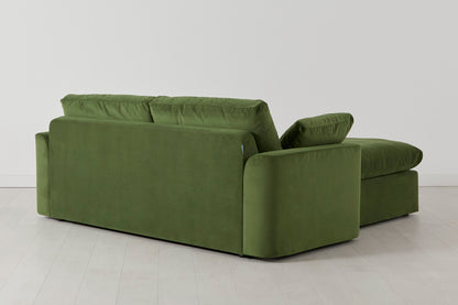 Model 13 Zweisitzer-Sofa mit Caiselongue rechts, Laubgrün