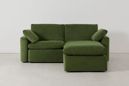 Model 13 Zweisitzer-Sofa mit Caiselongue rechts, Laubgrün