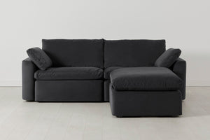 3-Seater Sofa with Ottoman in grey velvet
