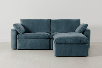 Model 13 Dreisitzer-Sofa mit Caiselongue rechts, Wasserblau