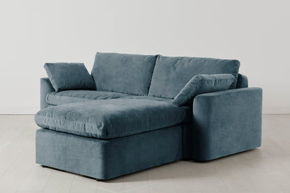 Model 13 Dreisitzer-Sofa mit Caiselongue rechts, Wasserblau