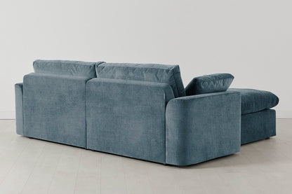 Model 13 Dreisitzer-Sofa mit Caiselongue rechts, Wasserblau