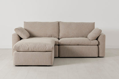 Model 13 Dreisitzer-Sofa mit Caiselongue links, Steingrau
