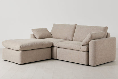 Model 13 Dreisitzer-Sofa mit Caiselongue links, Steingrau