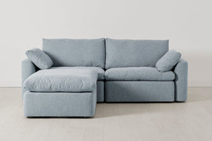 3-Seater Left Chaise Sofa in blue linen