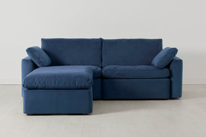 Model 13 Dreisitzer-Sofa mit Caiselongue links, Blaugrün