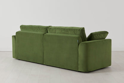 Model 13 Dreisitzer-Sofa mit Caiselongue links, Laubgrün