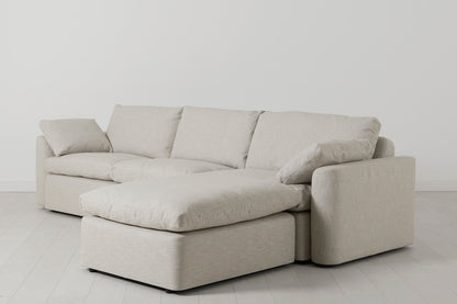 Model 13 Viersitzer-Sofa mit Chaiselongue rechts, Helles Pergament