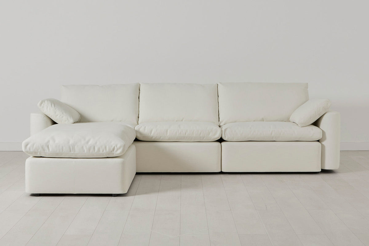Model 13 4-Sitzer-Sofa mit Chaiselongue links, Weiß