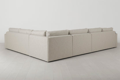 Model 13 Großes Ecksofa mit Polsterhocker, Helles Pergament