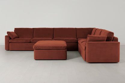 Model 13 Large Corner Sofa with Ottoman, Brick