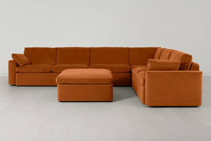 Model 13 Großes Ecksofa mit Polsterhocker, Bronze