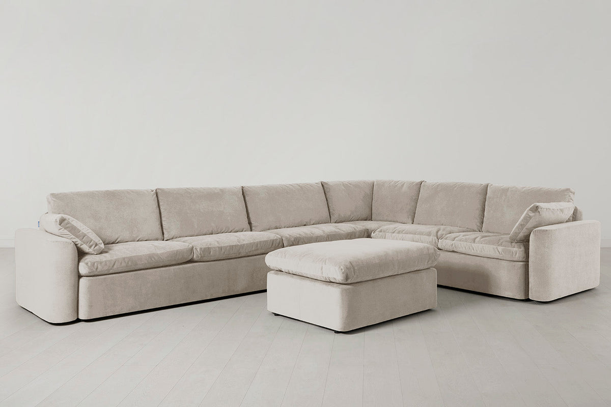 Model 13 Large Corner Sofa with Ottoman, Chalk